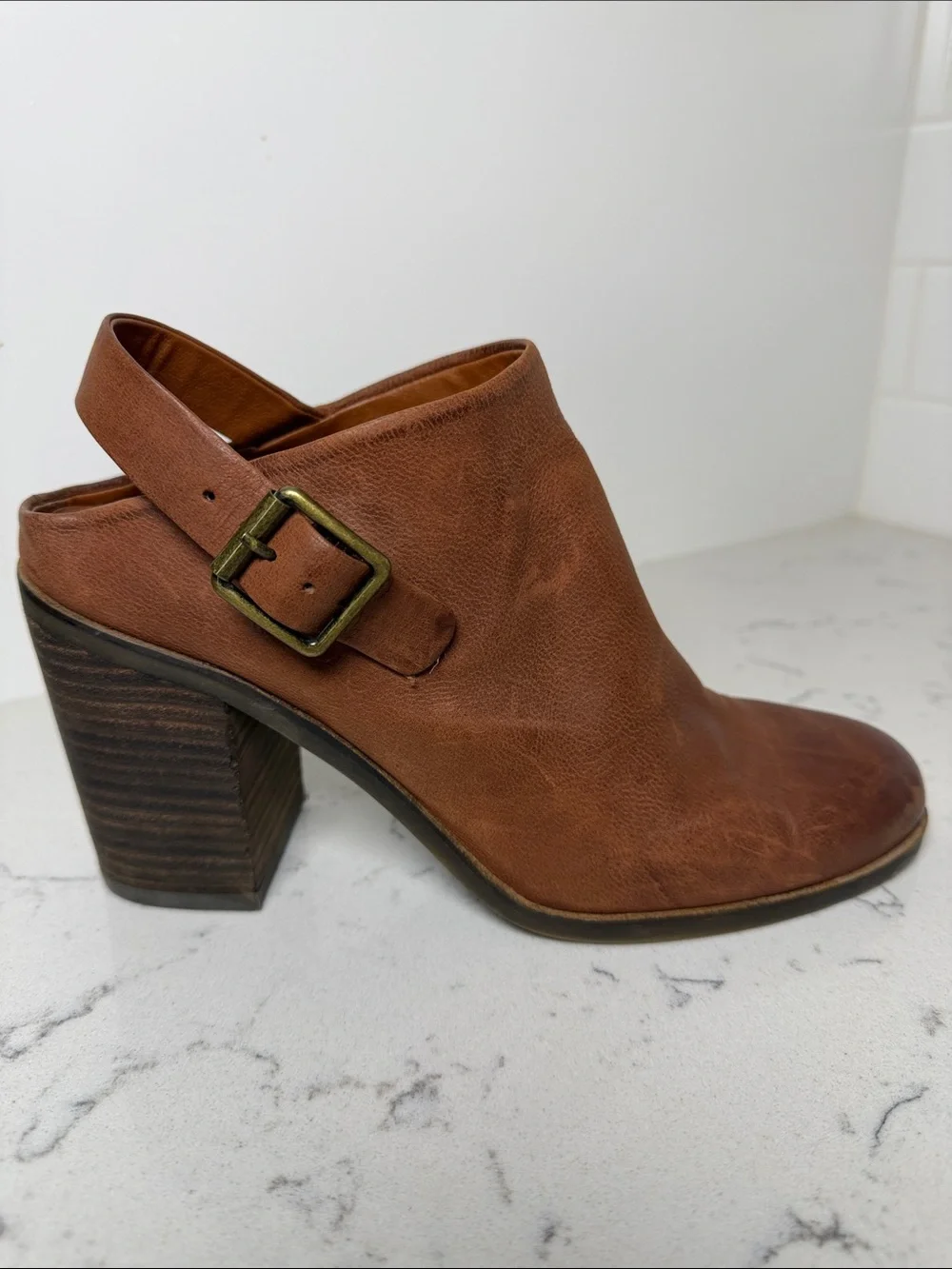 Lucky Brand Brown Leather Slingback Booties